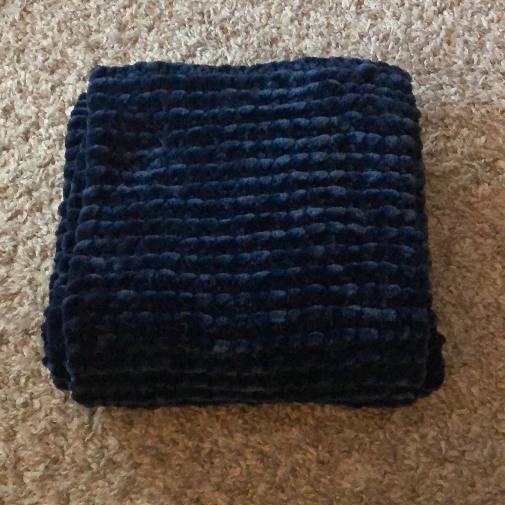 Super soft thick and very warm ladies long hand knitted scarf. Jewel blue
